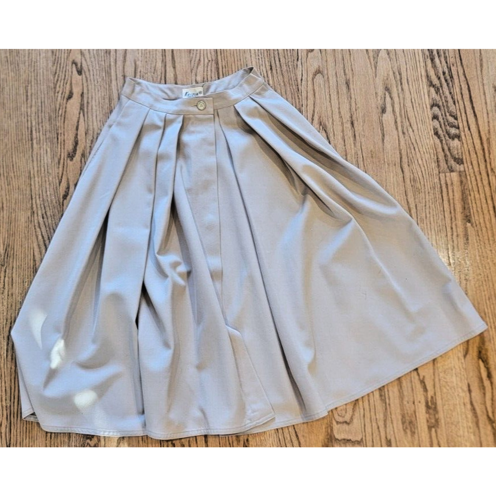 VTG Womens Krizia Maglia Tan/Khaki 100% Wool Fall Skirt Pockets Italy 42